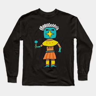 Hopi Doll Blue Star Kachina Long Sleeve T-Shirt